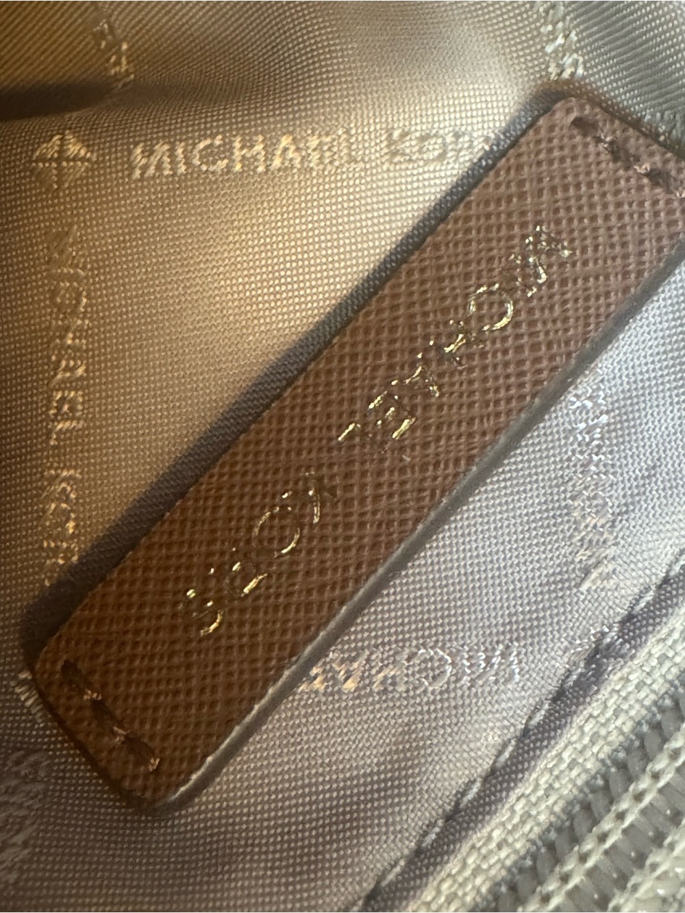 Michael Kors Cream MK Logo Clutch with Brown Leather Trim and shoulder strap - Picture 11 of 15